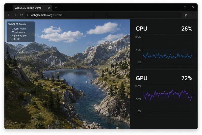 Enabling WebGL hardware acceleration for stutter-free 60 FPS live video feeds